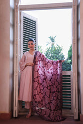 Wild Rose Maroon Organza Silk Dupatta